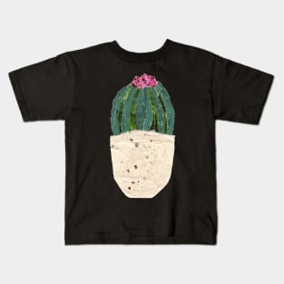 Cactus with pink flower collage Kids T-Shirt